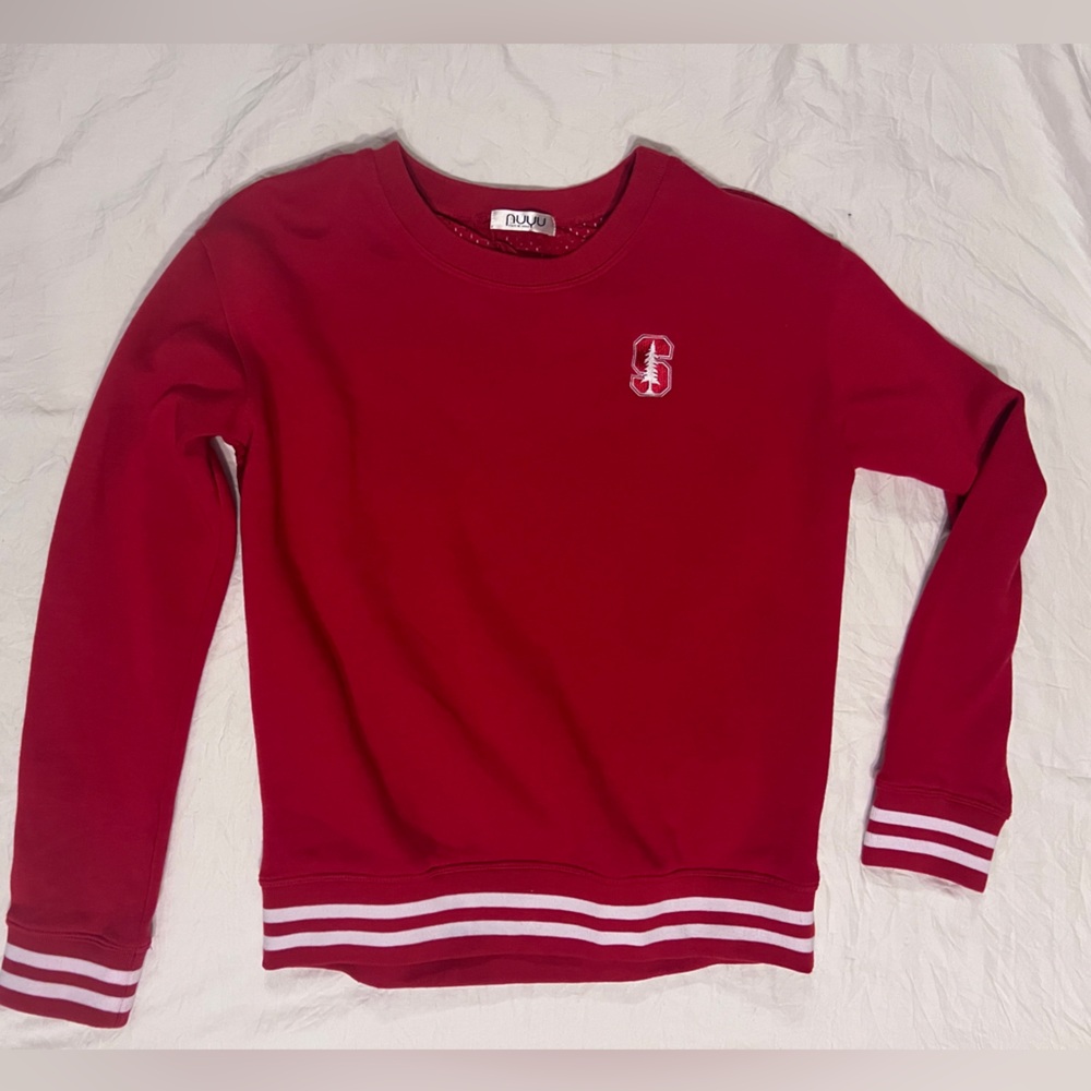 Red Crew Neck STANFORD Sweater with Sporty Stripes